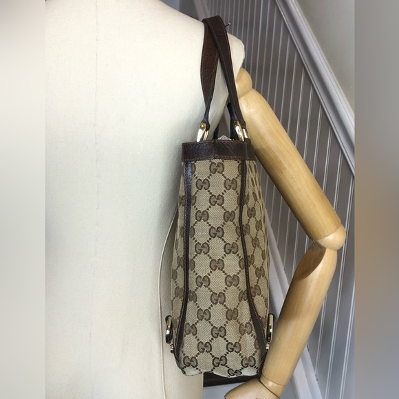 GUCCI GG Monogram E/W Tote Shoulder Bag w/ Center Zipper Compartment MINT - Picture 10 of 17
